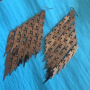 Gunmetal Lightning bolt dangle rocknroll earrings